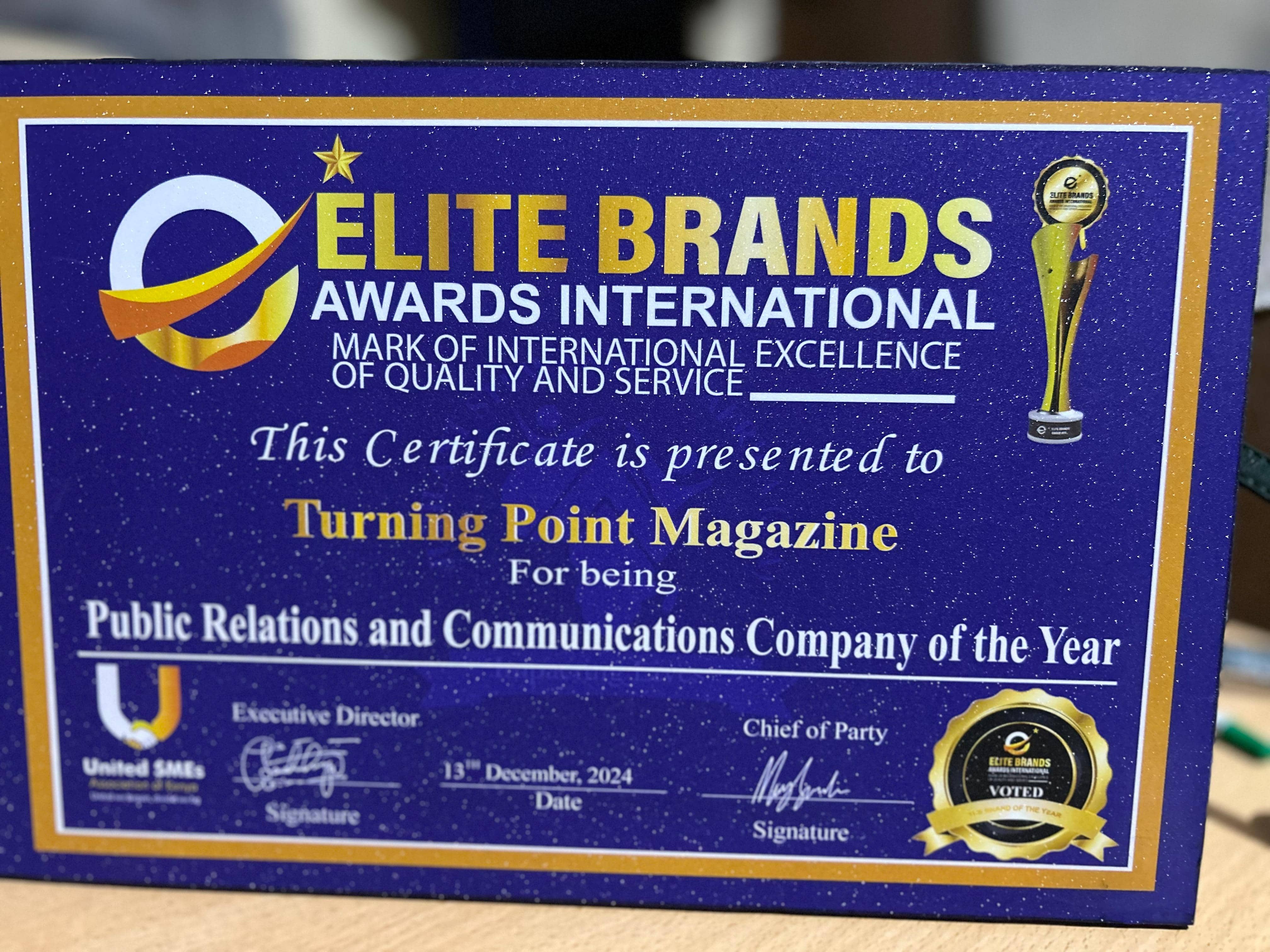 Elite Brands Award Win